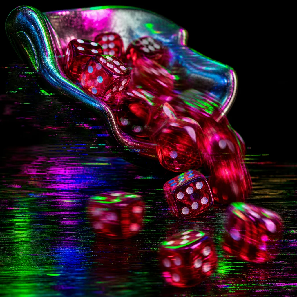 Dice in motion across high-stakes craps tables